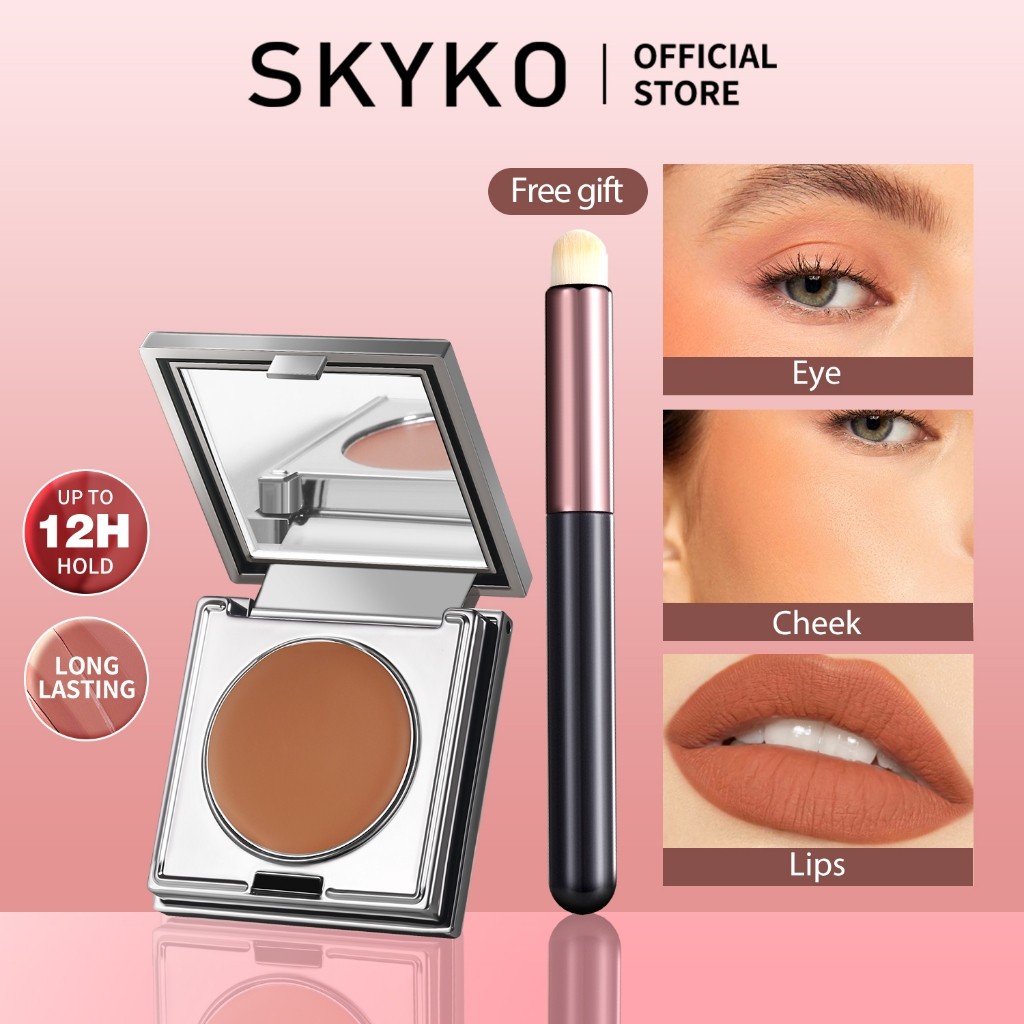 Multi Quality SKYKO 3 1 Makeup Blush Cream Lip & Cheek Face Beauty Bonus Lipstick Brush Durable Have - Image 3