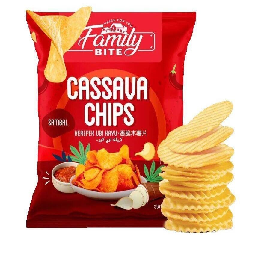 FAMILY BITE Cassava Chips Parmesan Cheese Sambal Sea Salt 60G