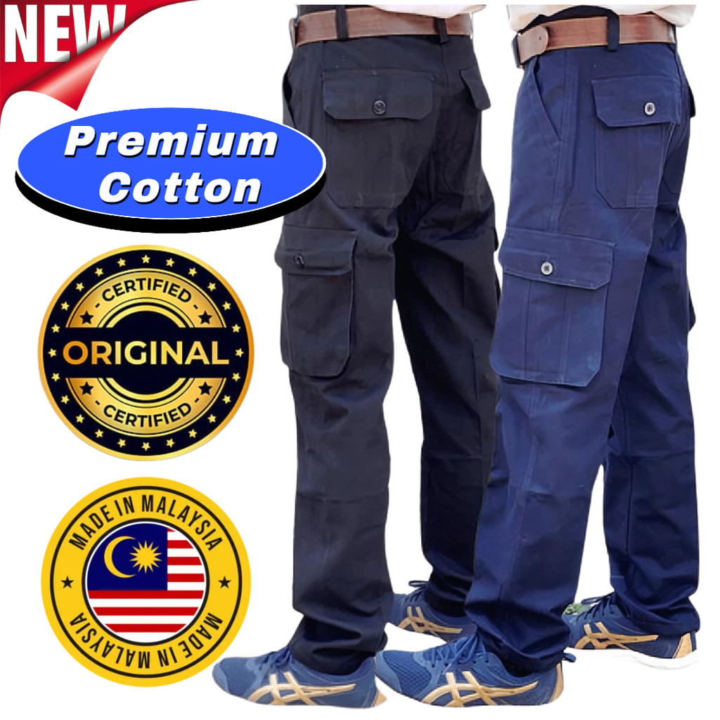 Buatan Malaysia SELUAR KERJA POKET / Cargo Long Pant/ Seluar Panjang Lelaki Kain Tebal Tahan Lasak