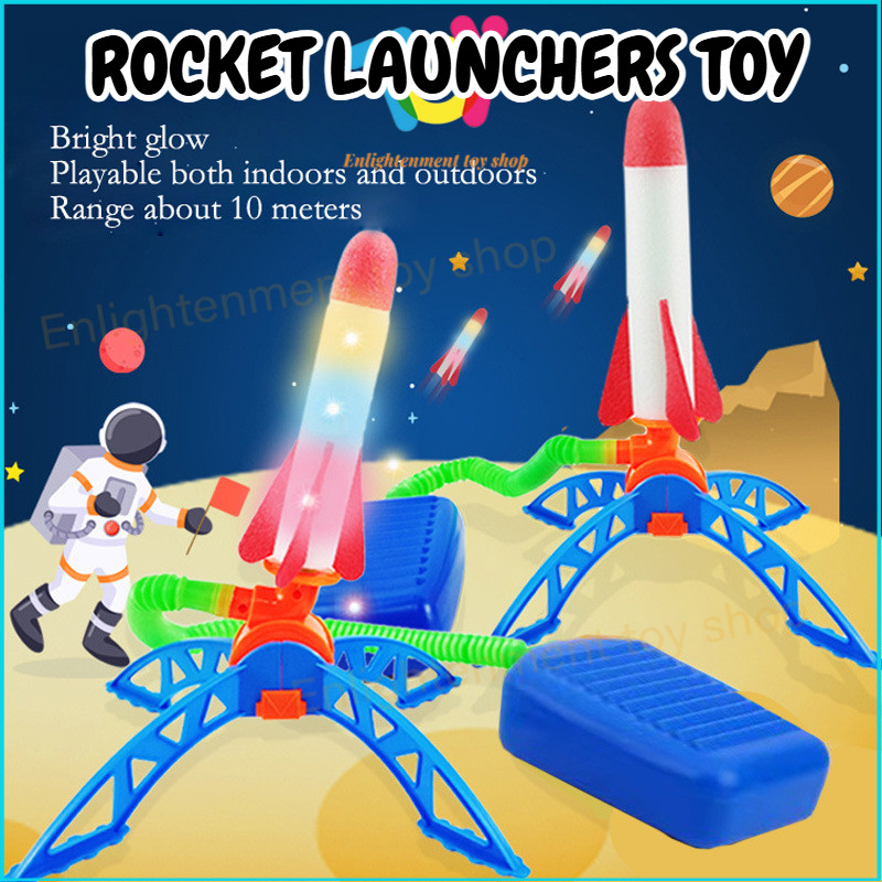 ⭐【Hot】Rocket Toys Air Rocket Foot Pump Launcher Toys Outdoor Sport Child Play Set Toy Stomp Pressed Rocket Launch