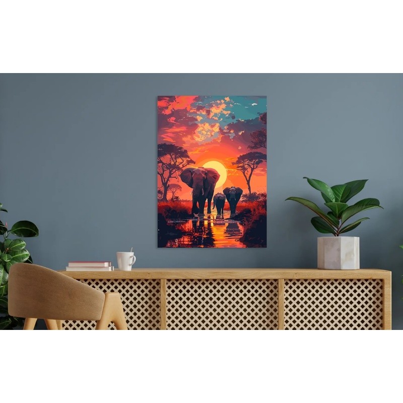 Elephants Savanna Nature- Inspired Wall Art No Framed Canvas Wall Art Print Home Decor