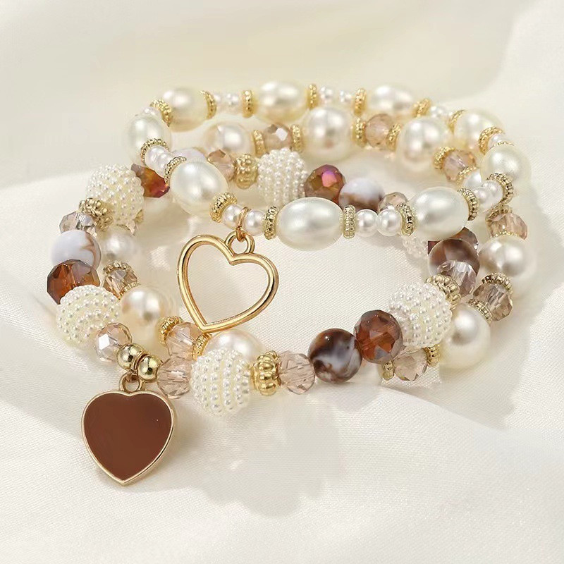 ✨XueYin Handcrafted 5-Pack Stretch Pearl Beaded Bracelets - Vintage Style Jewelry Set for Festive Gifting & Party Outfits