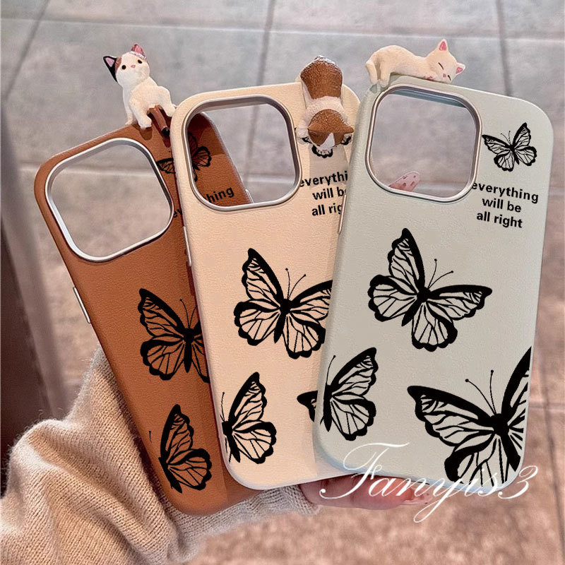 For Infinix ITEL A70 A60 S23+ P40PlUS P55 Smart 9 8 Tecno Spark 30C 20C Go 1 2025 2024 Black Butterfly Luxury Leather Phone Case Soft Cover