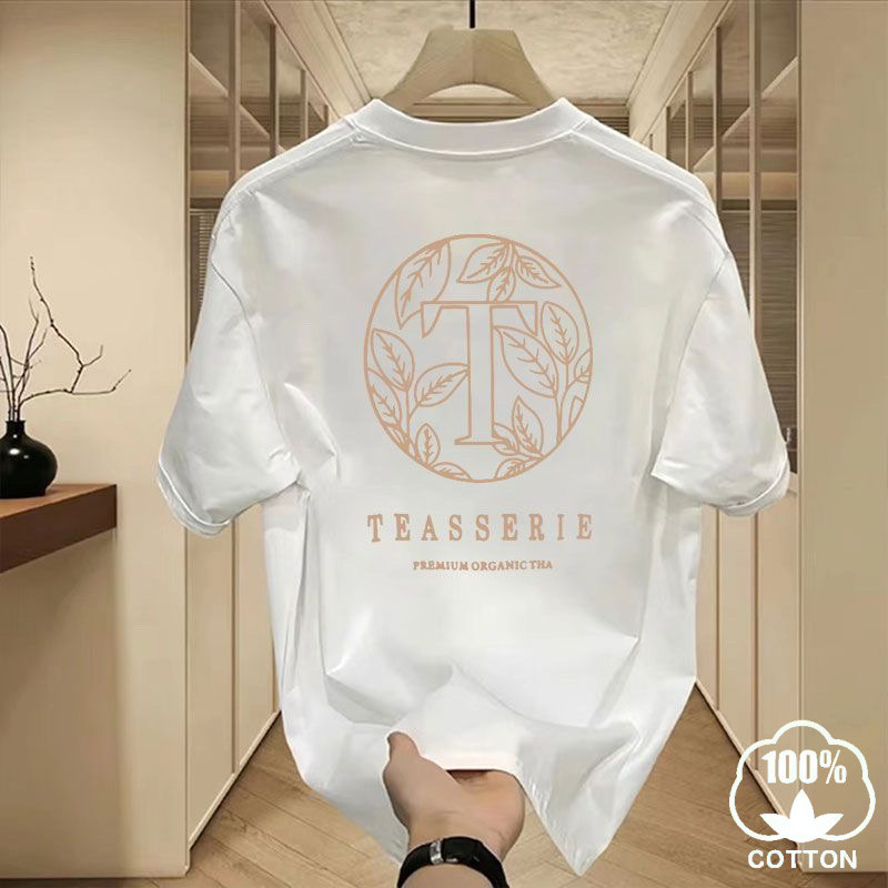 New Fashion Street Wear Printed T-Shirt Summer Short-Sleeved Pure Cotton Loose Round Neck Men's Women's Tops Customized Couple Clothing Pa