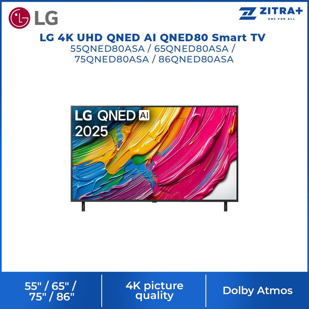 LG QNED80ASA (55") QNED AI 4K UHD Smart TV 55QNED80ASA Televisyen Magic remote