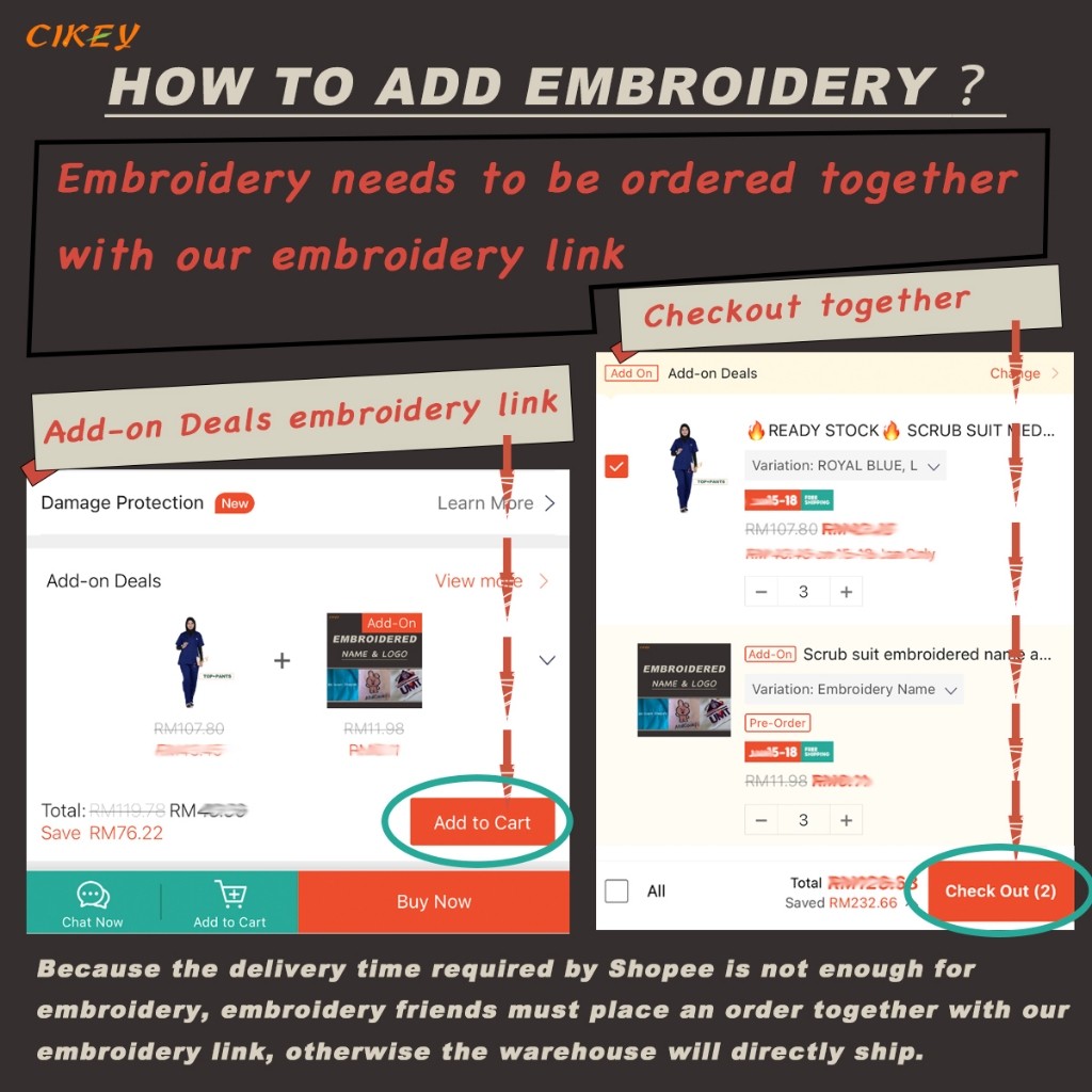 Essential Must Scrub Suit Baju Medical Embroidered Name Logo Female Male - Image 3