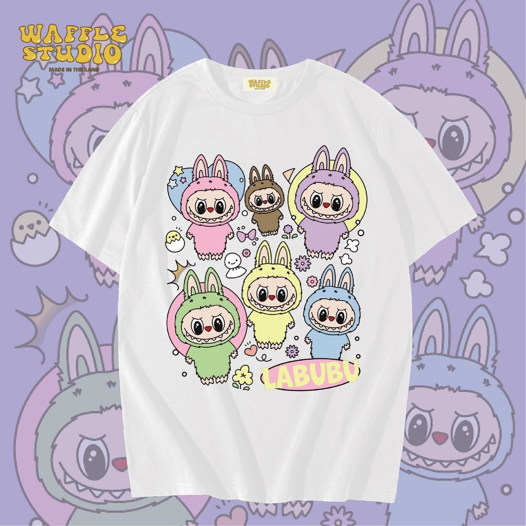 Gaya baruWS0220 T-shirt Korean T-shirt Cotton T-shirt Labubu Pop Mart