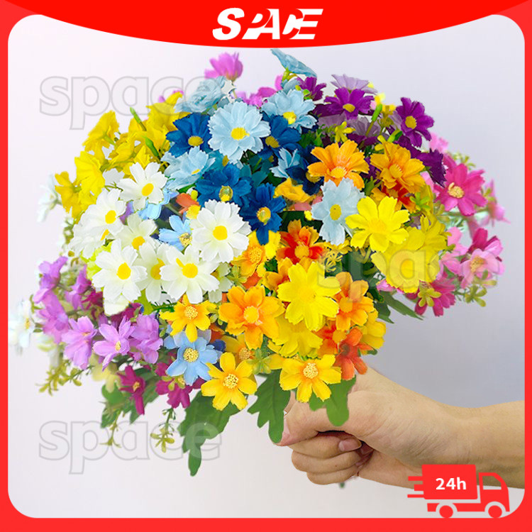 28 Heads Marguerite Daisy Bouquet Bunga Hiasan Ruang Tamu Wedding Room decor Artificial Flower 假花束