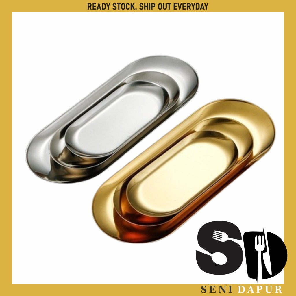 SD Oval Serving Plate Tray Gold and Silver Tray Metallic Ring Earring Display Food Plate Luxury Accessories Decor