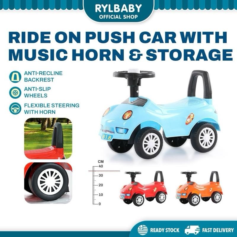 Kid Ride On Push Car with Horn Steering Wheel Music Storage Space Kereta Budak Kanak Walker Car