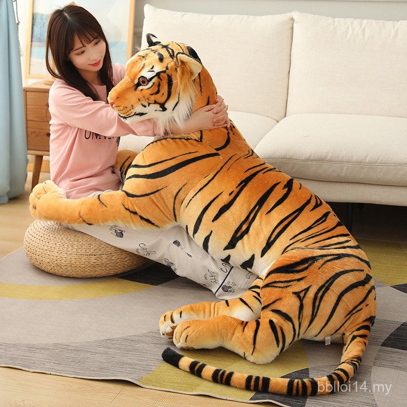 Anak patung Mainan Mewah Harimau Realistik Besar Tahun Harimau Bertuah Maskot Zodiak Harimau Timur Laut Bantal Harimau