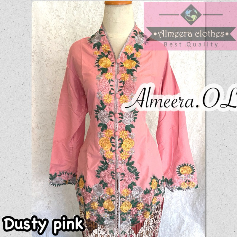 Encim kebaya, color combination of modern kartini kebaya, embroidered with flowers