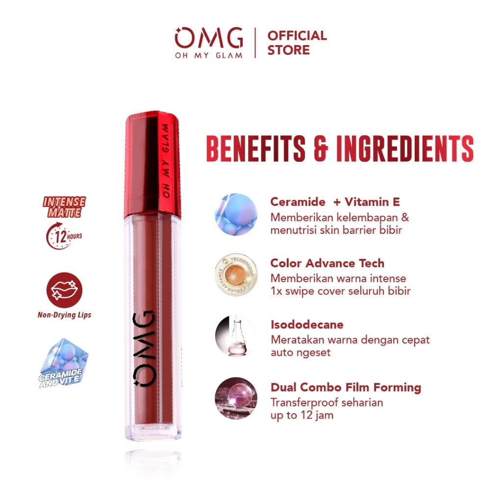 Versatile Durable OMG OH MY GLAM Matte Kis Lip Cream 3.5 gr | Tnt beauty shop
