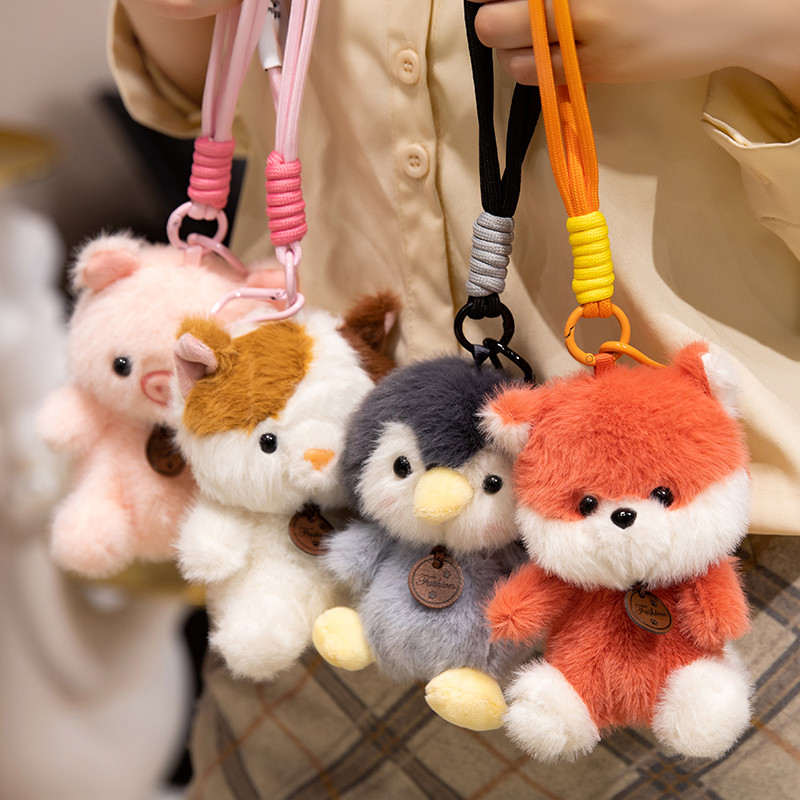 Cute Animals Red Panda Fox Sloth Cat Soft Plush Dolls Stuffed Capybara Plushie Bag Pendant Key Chain