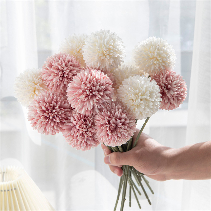 Artificial Flowers Dandelion Chrysanthemum Home Vases Decor Fake Flowers Hydrangea Bridal Wedding Bouquet DIY Gift