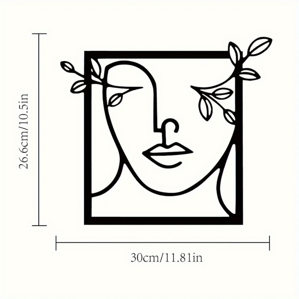 Artistic Woman Profile Wall Sculpture - Nature-Inspired Metal Décor for Elegant Homes