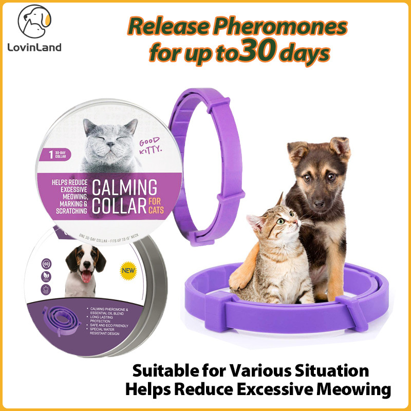 Lovinland Adjustable Cat Calming Collars Necklace Eco-Friendly 30 Days Long Lasting Cats Kittens Reduce Stress Collar for Puppy Anxiety Reduction 38CM