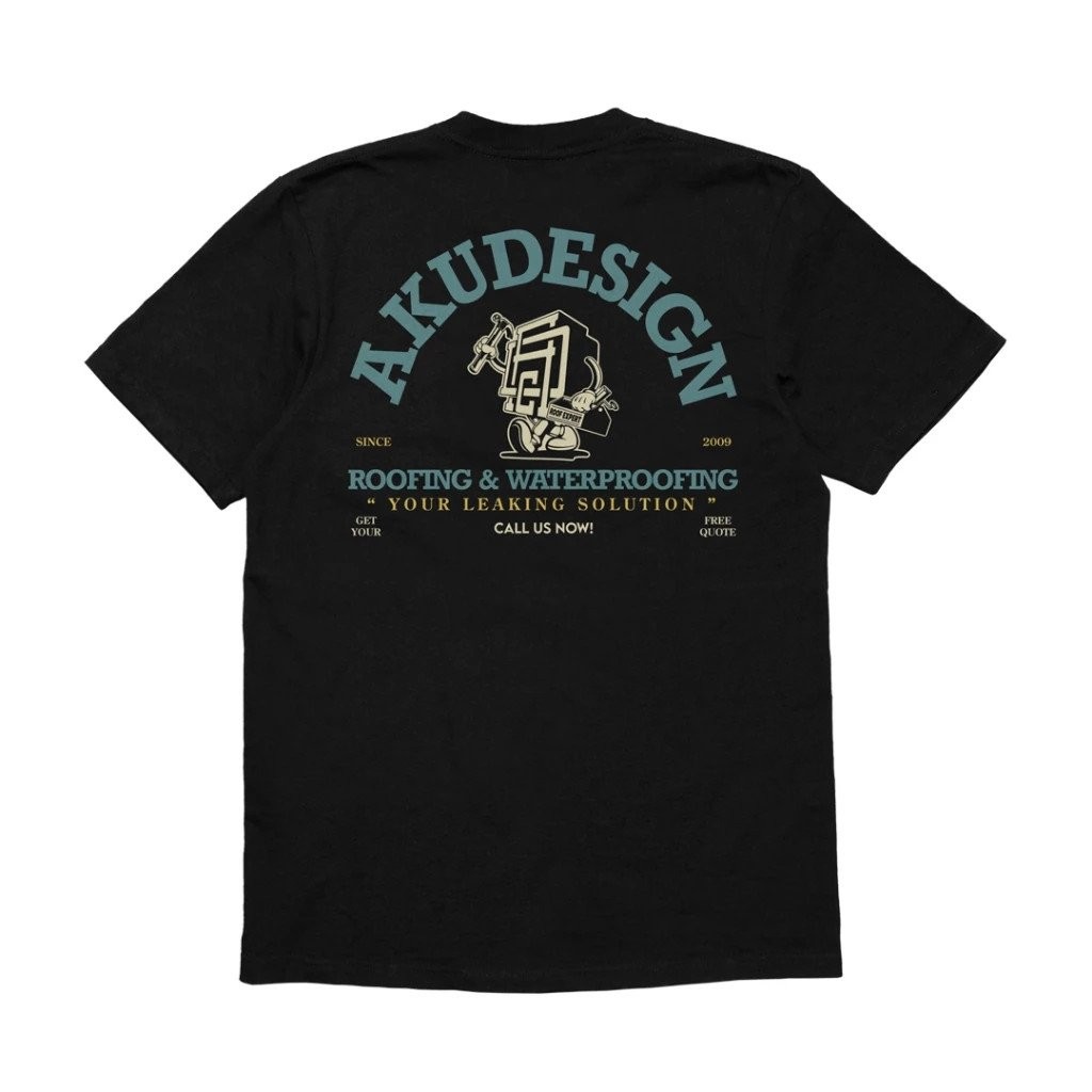 AKUDESIGN Plumber Graphic Regular T-Shirt  Black WGJK