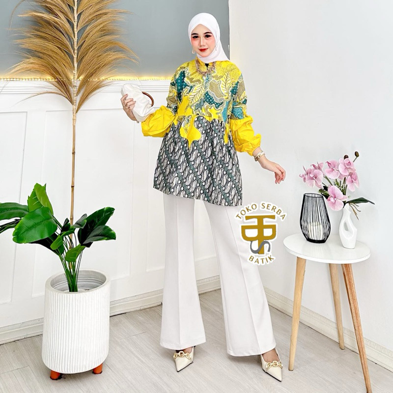 Durable Quality ATASAN BLOUSE BATIK LENGAN BALON UKURAN (M L XL XXL) WANITA - Image 5