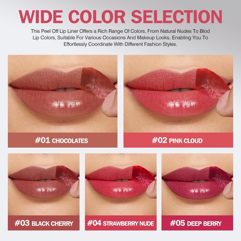 Multi Purpose KIMUSE Peel Off Lip Liner Stain 12 Hours Long Lasting Cosmetic Waterproof High Pigmented Tint Durable - Image 3