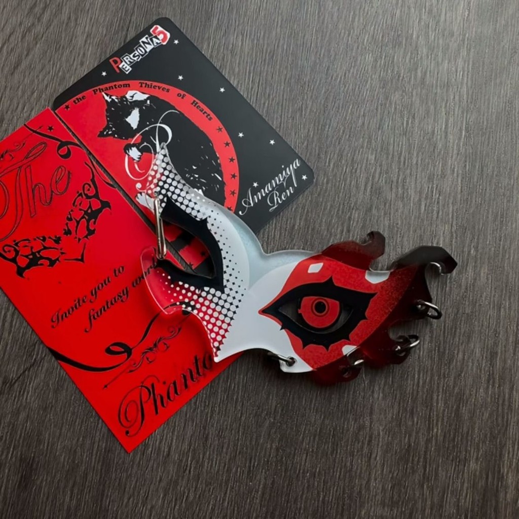 Amamiya Ren Anime Keychain Joker Personality Mask Carabiner Acrylic Key Chain Man Kawaii Key Ring Women Bag Pendant Accessories
