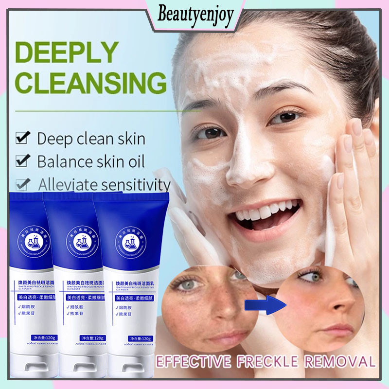 Buy 2 free 1 Whitening Freckle Remove Facial Cleanser Oil Control Moisturizing Brightening Skin Pigmentation Remover Deep Cleansing Wash Pore Cleansing/Blemish Black Spot Fade