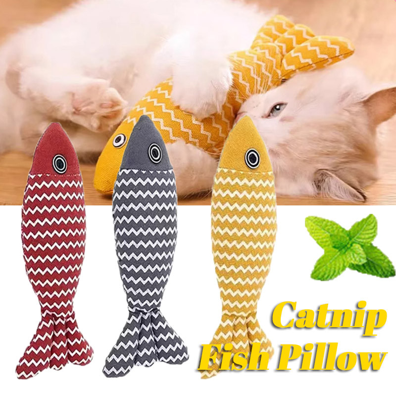 Fish Plush Toy for Cats Cat Catnip Toys Bantal Ikan Self-Happy Relieving Boredom Fish Pillow Mainan Kucing Cat Toy