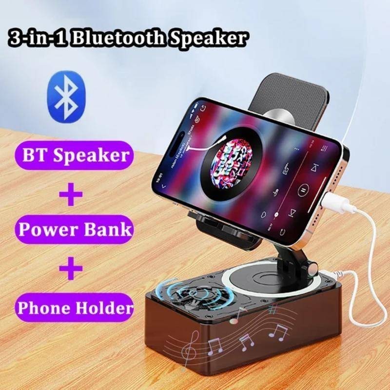 3000mAh 3in1 Bluetooth Speaker Wireless Speaker Phone Power Bank Foldable Phone Stand With Anti-Slip Pads For Video