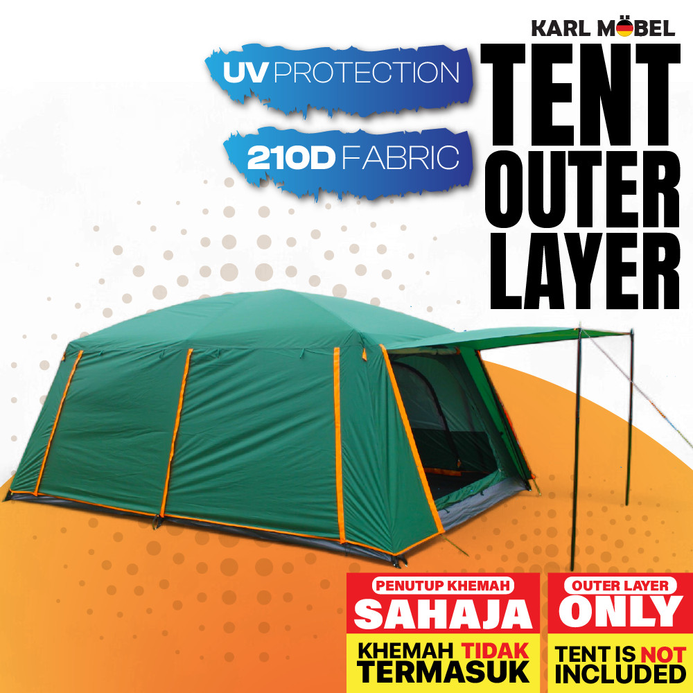 Outer Layer Camel Tent Penutup Khemah Camping Waterproof Cover Khemah Unta Full Cover Outer Tent Cover 5 8 12 Person