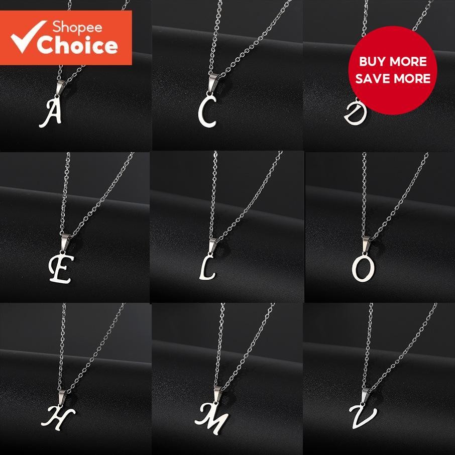 Personalized A–Z Silver Letter Initial Necklace, Stainless Steel Non Tarnish Chain Necklace for Unisex Daily Wear and Gift