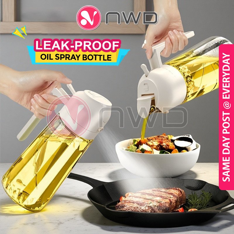《 》 600ml 2 In 1 Oil Sprayer Pour Dispenser Glass Bottle Botol Minyak 玻璃油瓶 NWD