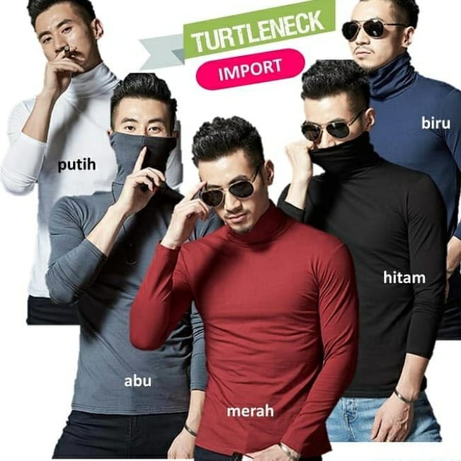 Versatile Durable Turtleneck T-Shirt Men Women High Collar Long Sleeve Rib Premium Turtle Neck Have - Image 3