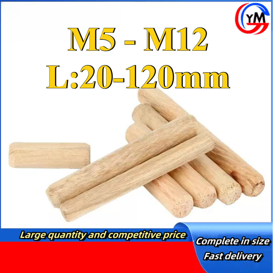 Dowel Pin/Wood Dowel Pin Wood Plug Wood Pin/Round Wooden Stick Wood Dowel DIY Arts Craft/Kayu Spin Sambung M5/M6/M8/M10/M12 (YMH-RM-MY-1)