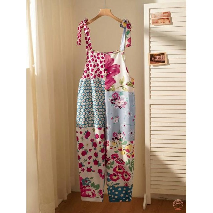 ironknight-Women´s Stylish Retro Print Spaghetti Strap Jumpsuit