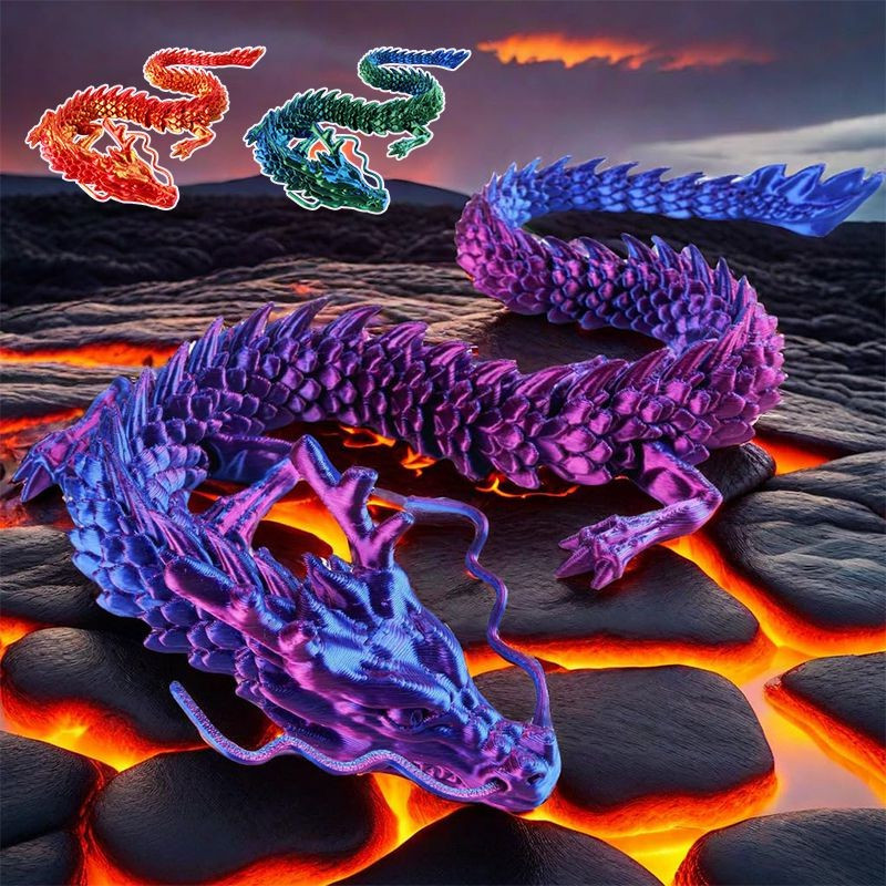3D Printed Integrated Chinese Dragon Dragon Crafts Desktop Ornaments Flexible Model Toy Friend Gift
