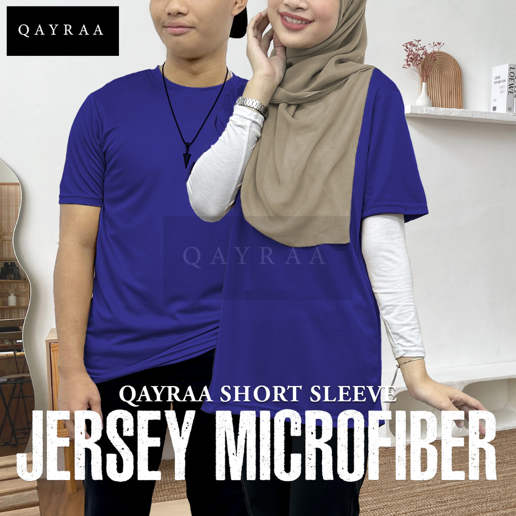 QAYRAA P3 Baju Sukan Lengan Pendek Microfiber Jersey Short Sleeve-Size S-5XL/Black/Maroon/Red/Navy/Green/Khaki/Purple