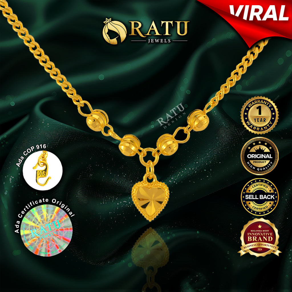 Rantai Leher (12.54g) Emas RATU Baby Love 50cm Daily Wear Plated Necklaces Jewelry (04RJ)
