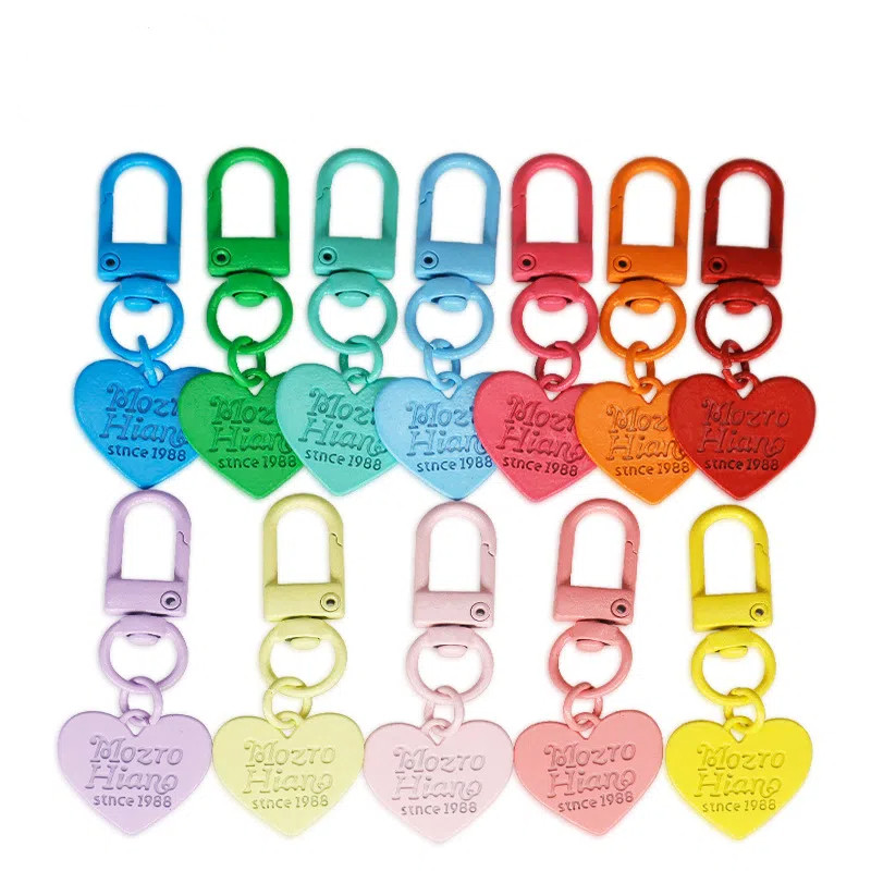 Creative Zinc Alloy Double-Sided Love Heart Keychain Paint Candy Color Pendant Luggage Hardware Pendant Diy Jewelry Accessories