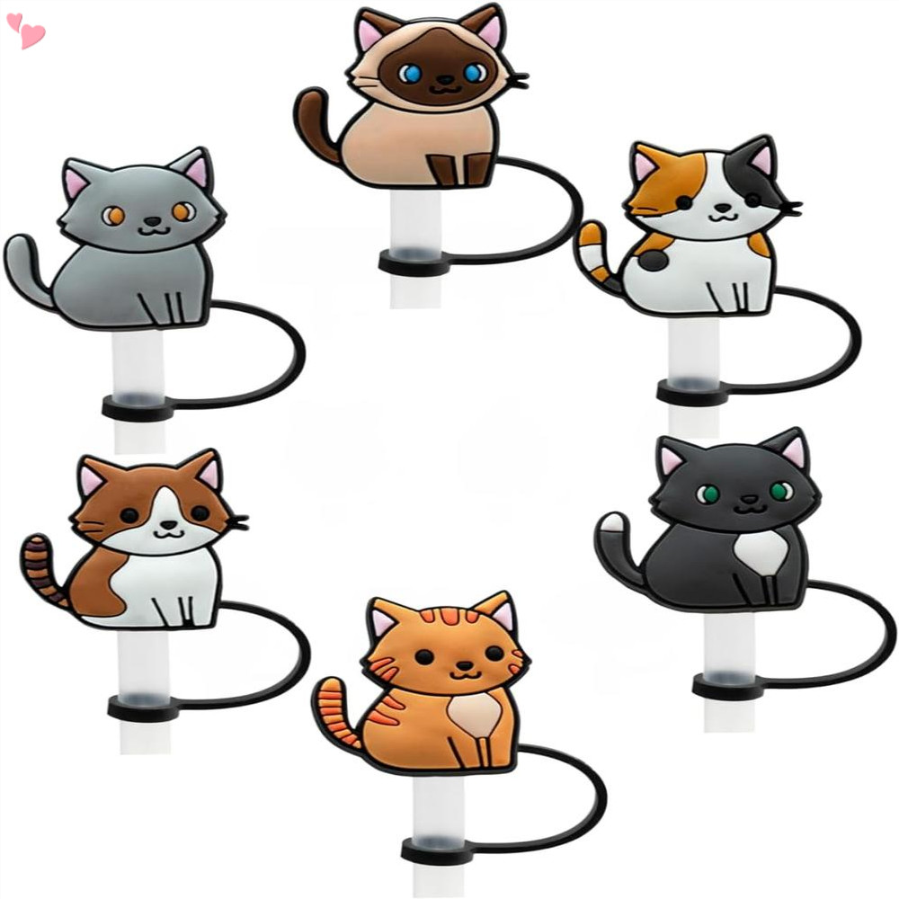 Cat Design Stanley Straw Silicone Straw Cap Reusable 8mm Tumbler Cover for Drinking Accessories Daily Use