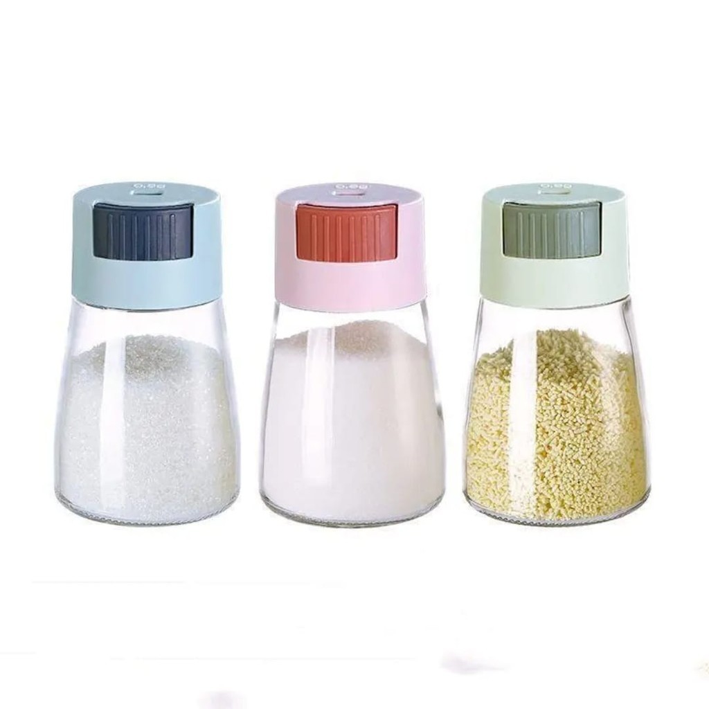 Salt Bottle 180ml Salt Press Bottle Spice Sugar Pepper Seasoning Bottle Container Dispenser Control Metering Salt