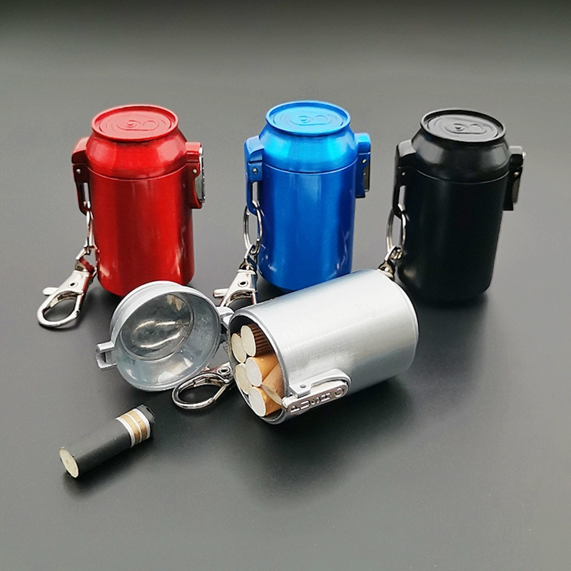 Creative Ashtray Portable Outdoor Ashtray, Pendant Keychain Portable Sealed with Lid Leak-Proof Automatic Open Lid Outdoor Travel Extinguishing Cup with Hanging Buckle