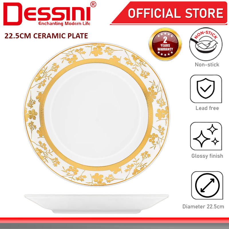 DESSINI ITALY 9 Inch Ceramic Serving Plate Dish Pasta Salad Dessert Tray Non Stick Snack Platter Dinnerware PINGGAN