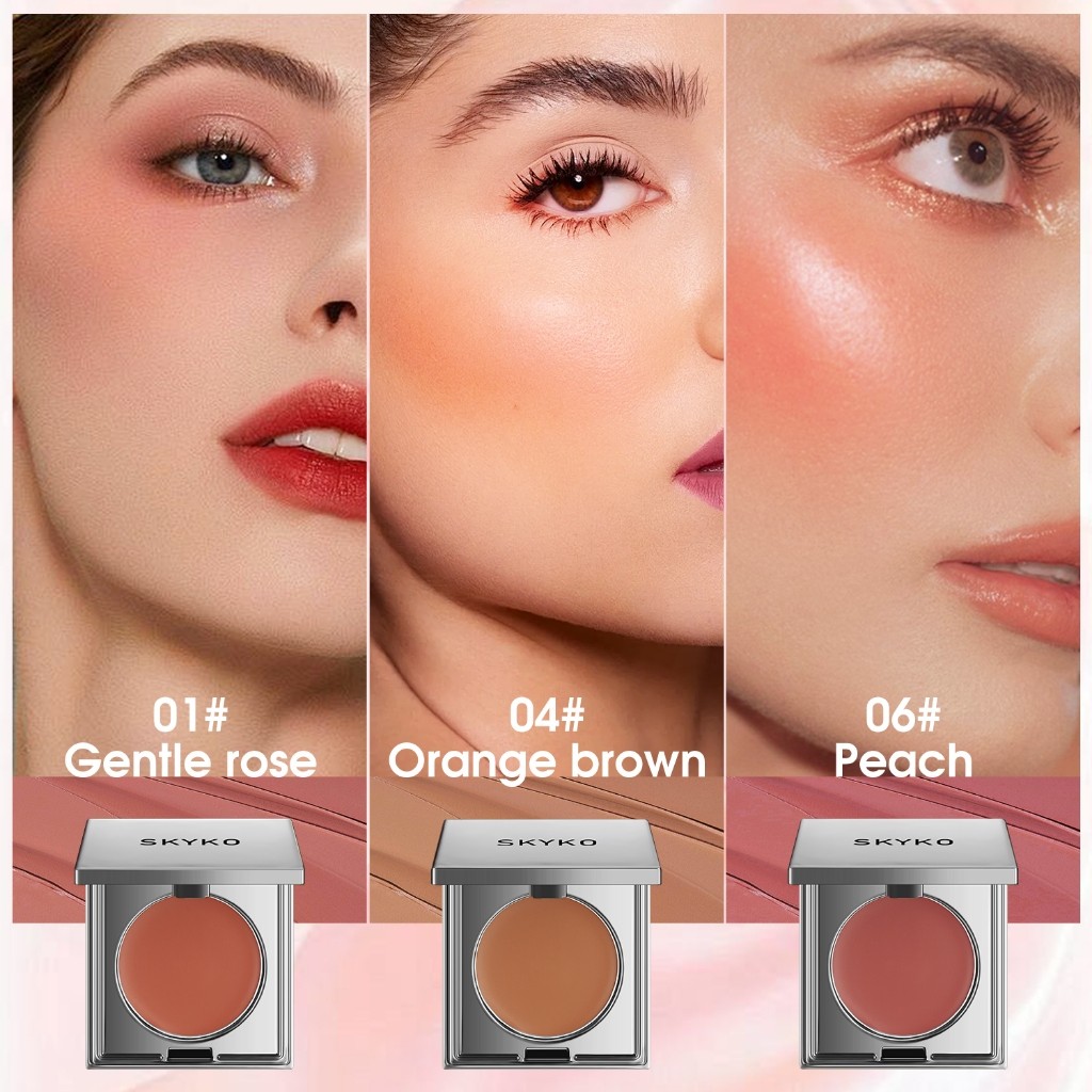 Multi Quality SKYKO 3 1 Makeup Blush Cream Lip & Cheek Face Beauty Bonus Lipstick Brush Durable Have - Image 5