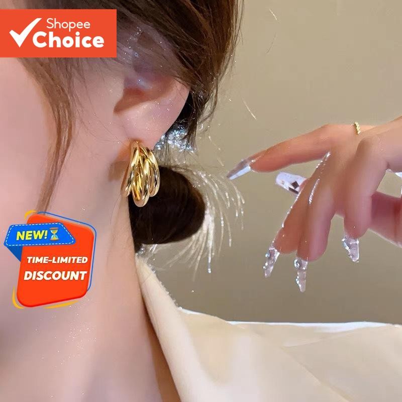 1 Pair Asymmetric Semi-Circle Earrings Trendy Metal Minimalist Jewelry for Women