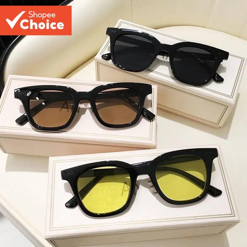 Celebrity Same Style Sunglasses, Female Trendy Box, Personalized Yellow Ocean Lens Sunglasses, Couple's Sunglasses
