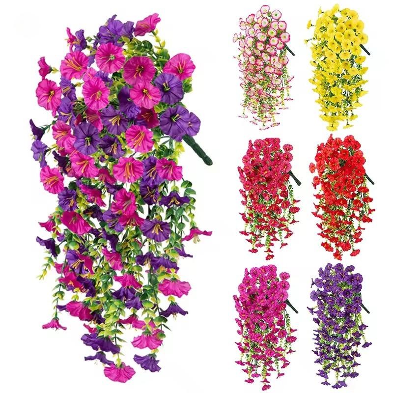 75cm Artificial Hanging Flowers Eucalyptus Morning Glory Flowers for Decoration Home Outdoor Garden