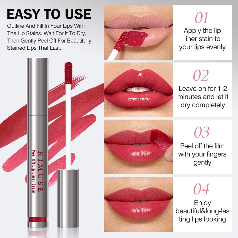 Multi Purpose KIMUSE Peel Off Lip Liner Stain 12 Hours Long Lasting Cosmetic Waterproof High Pigmented Tint Durable - Image 5