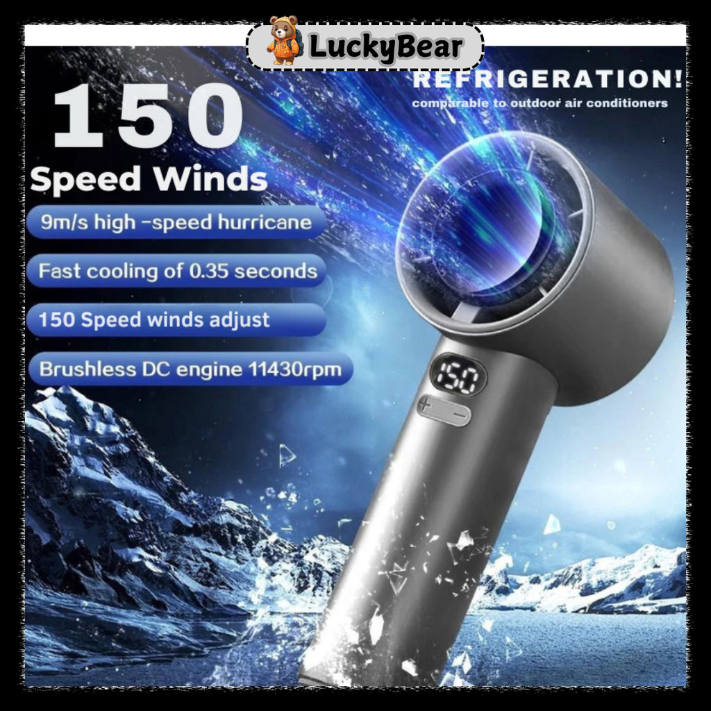 【 150 Speed 】usb fan Portable USB Mini Fan kipas mini kipas tangan Mini Fan Rechargeable Handheld Fan with Led Display
