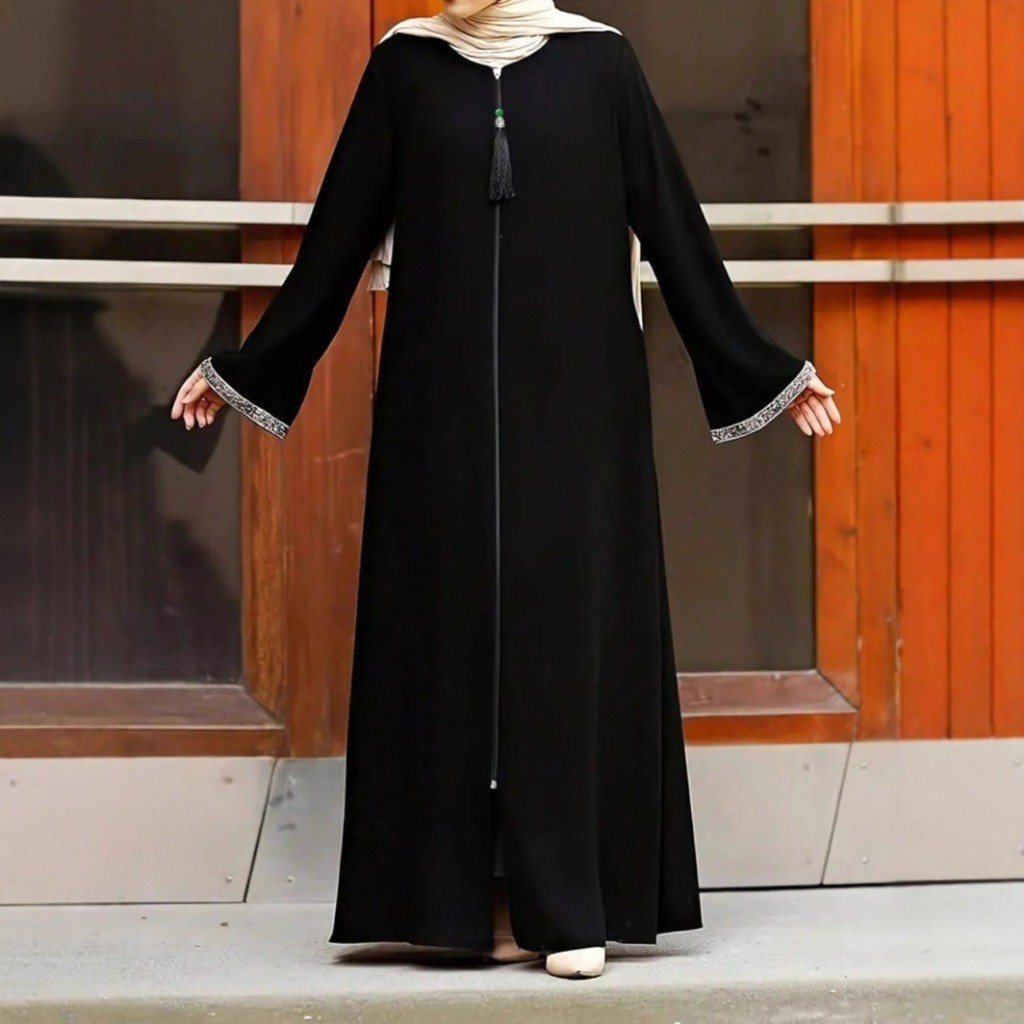 GDTIMA Baju Raya Viral NEW Abaya Dress Jubah Muslimah Turkish Arabic robe Elegant Dinner BLACK Color