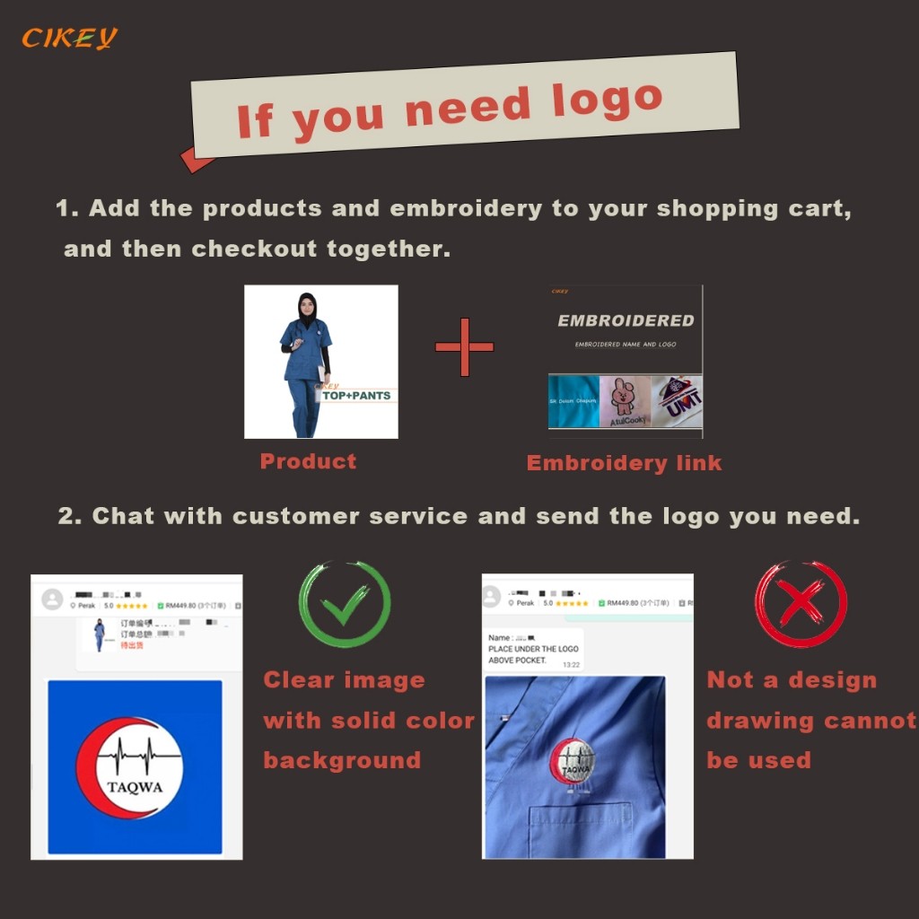 Essential Must Scrub Suit Baju Medical Embroidered Name Logo Female Male - Image 2